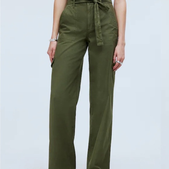 Madewell Griff Superwide-Leg Cargo Pants with Waist Tie - Desert Olive color - Picture 3 of 3